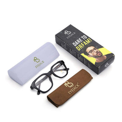 Eyejack Shine Black Wayfarer Eyeglasses for Men & Women (668810FCL2426)