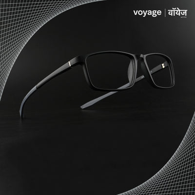 Voyage Active Black Square Eyeglasses for Men & Women (6688MG5666-C2)