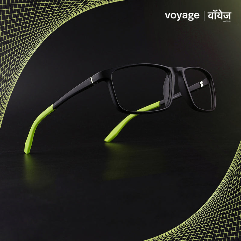 Voyage Active Black Square Eyeglasses for Men & Women (6688MG5668-C4)