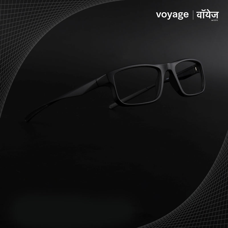 Voyage Active Black Rectangle Eyeglasses for Men & Women (6690MG5677-C1)