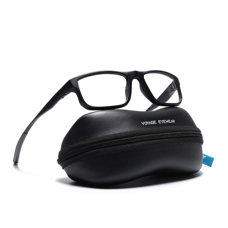 Voyage Active Black Rectangle Eyeglasses for Men & Women (6690MG5677-C1)