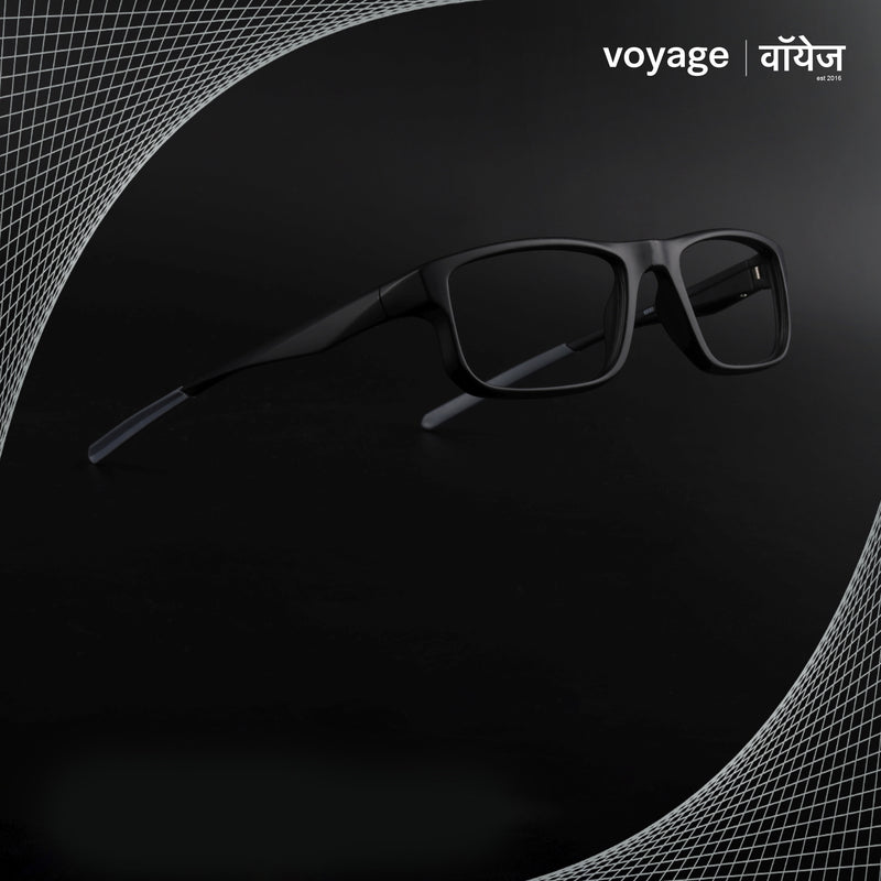 Voyage Active Black Rectangle Eyeglasses for Men & Women (6690MG5678-C2)