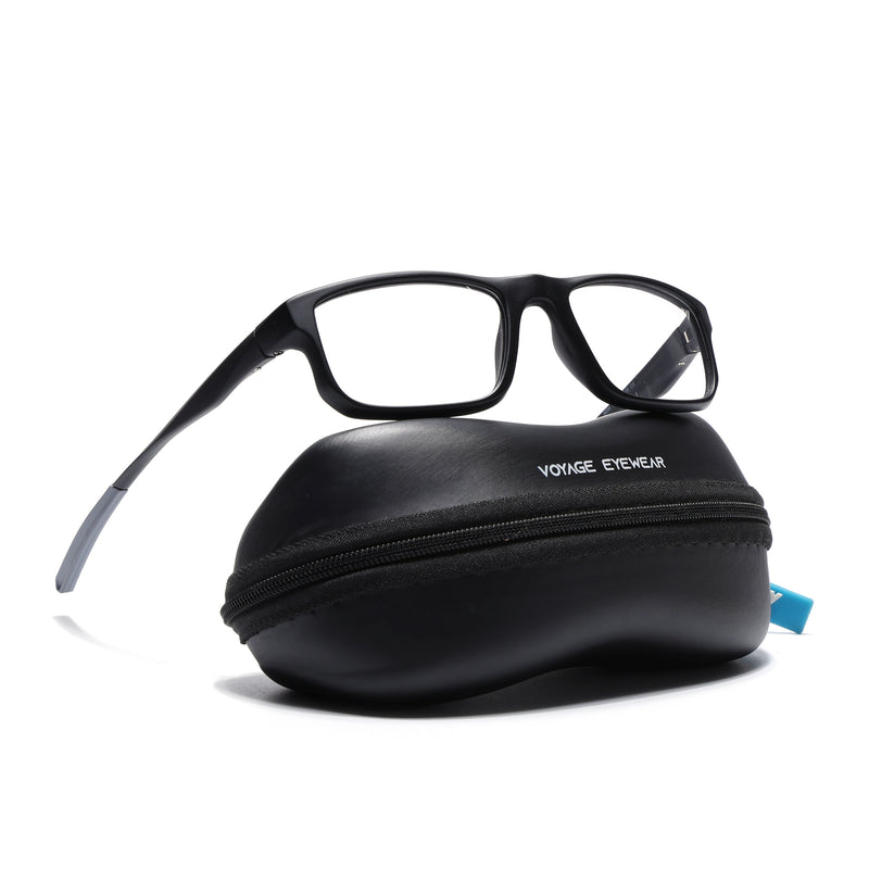 Voyage Active Black Rectangle Eyeglasses for Men & Women (6690MG5678-C2)