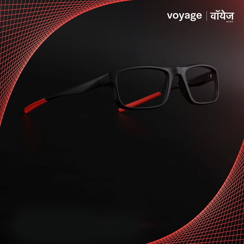 Voyage Active Black Rectangle Eyeglasses for Men & Women (6690MG5681-C5)