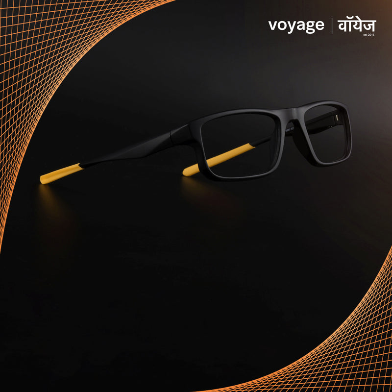 Voyage Active Black Rectangle Eyeglasses for Men & Women (6690MG5682-C6)