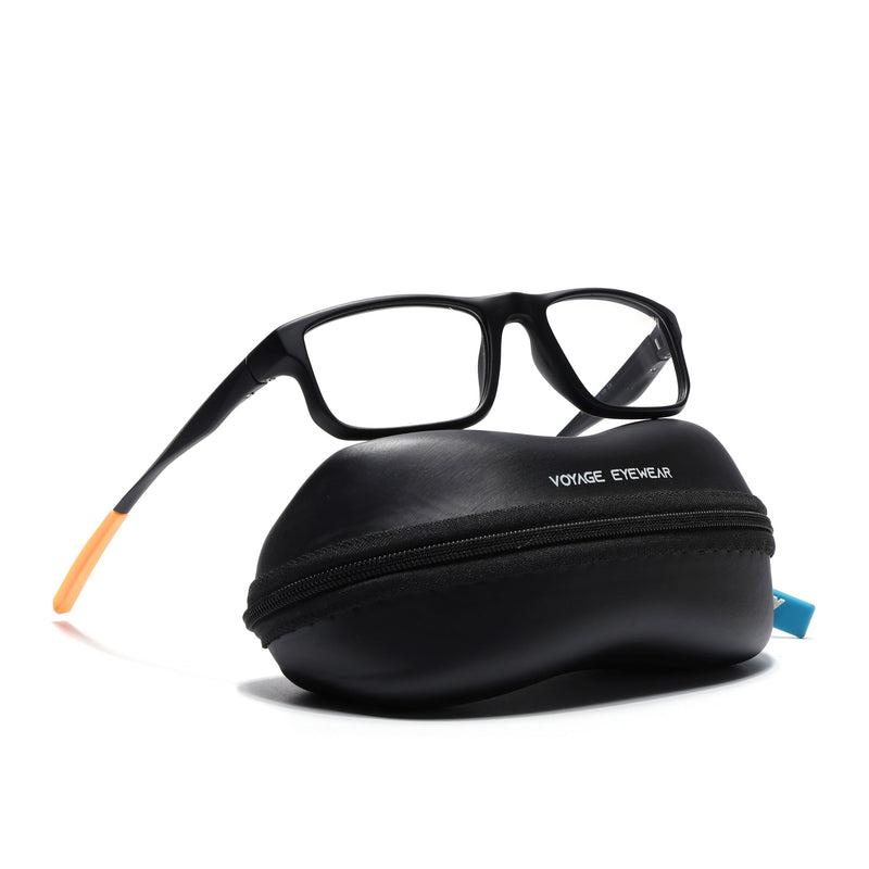 Voyage Active Black Rectangle Eyeglasses for Men & Women (6690MG5682-C6)