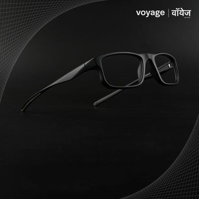 Voyage Active Black Rectangle Eyeglasses for Men & Women (6690MG5677-C1)