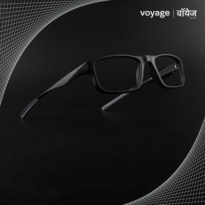 Voyage Active Black Rectangle Eyeglasses for Men & Women (6690MG5678-C2)