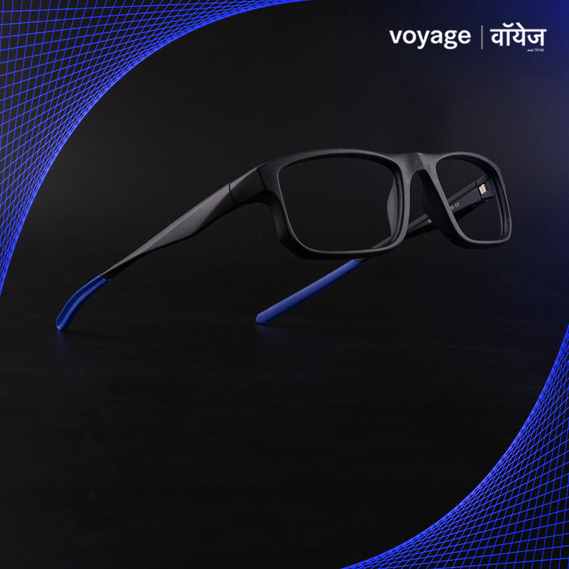 Voyage Active Black Rectangle Eyeglasses for Men & Women (6690MG5679-C3)