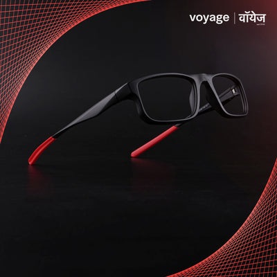 Voyage Active Black Rectangle Eyeglasses for Men & Women (6690MG5681-C5)