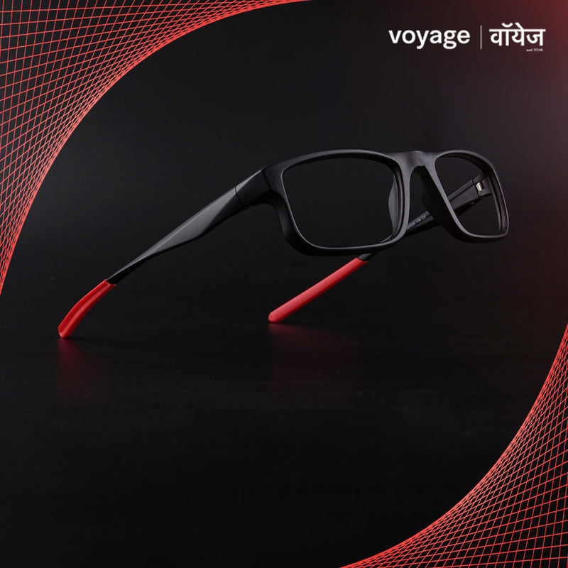 Voyage Active Black Rectangle Eyeglasses for Men & Women (6690MG5681-C5)