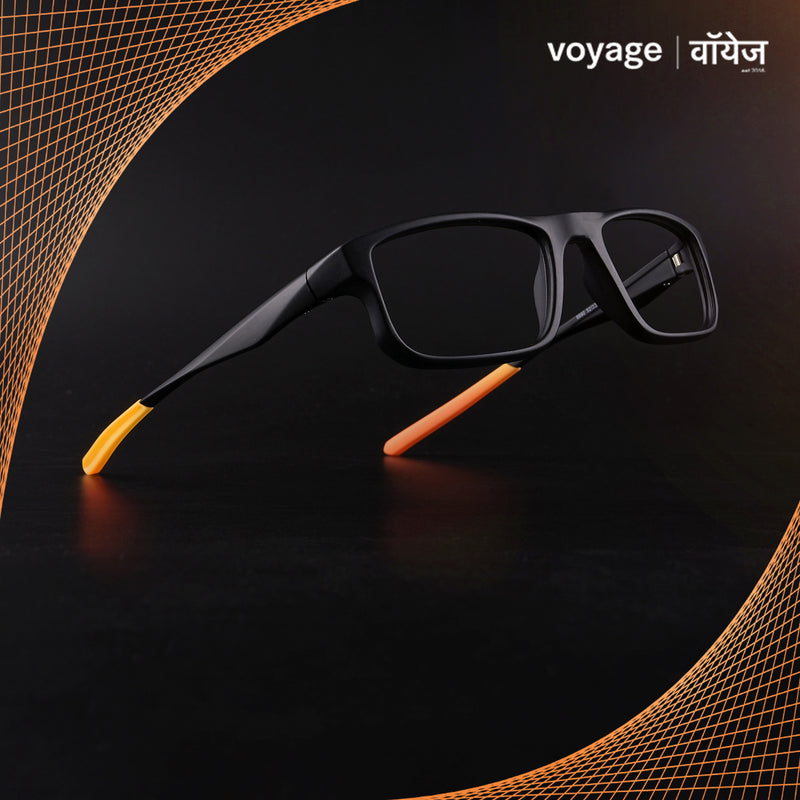 Voyage Active Black Rectangle Eyeglasses for Men & Women (6690MG5682-C6)