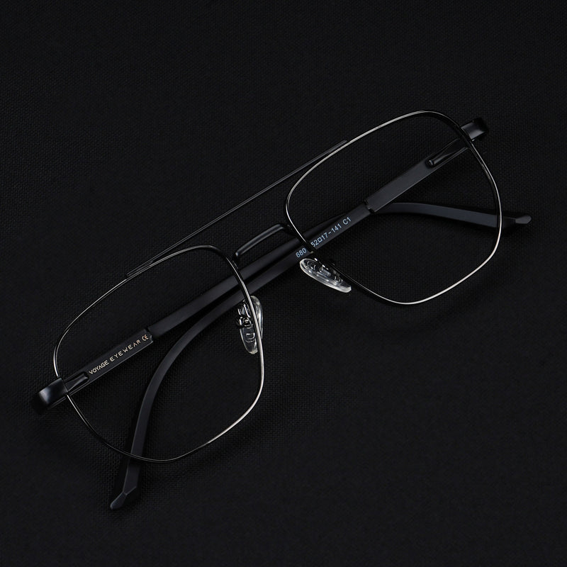 Voyage Silverline Grey & Matt Black Wayfarer Eyeglasses for Men & Women (6801MG5346-C2)