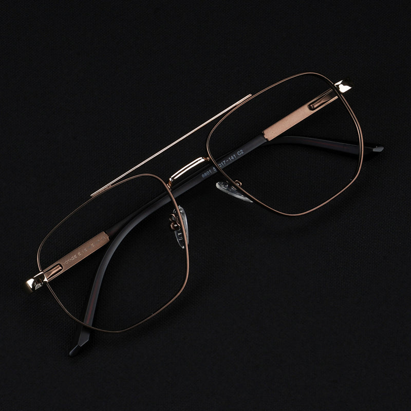 Voyage Silverline Matt Brown & Golden Wayfarer Eyeglasses for Men & Women (6801MG5347-C3)
