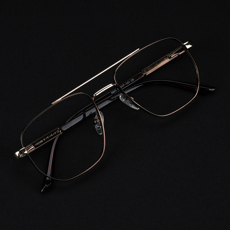 Voyage Silverline Shine Brown & Golden Wayfarer Eyeglasses for Men & Women (6801MG5348-C4)