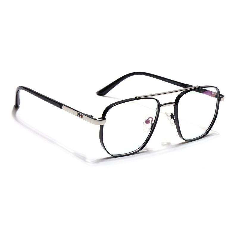 Voyage Silverline Shine Black & Silver Wayfarer Eyeglasses for Men & Women (6801MG5522-C5)