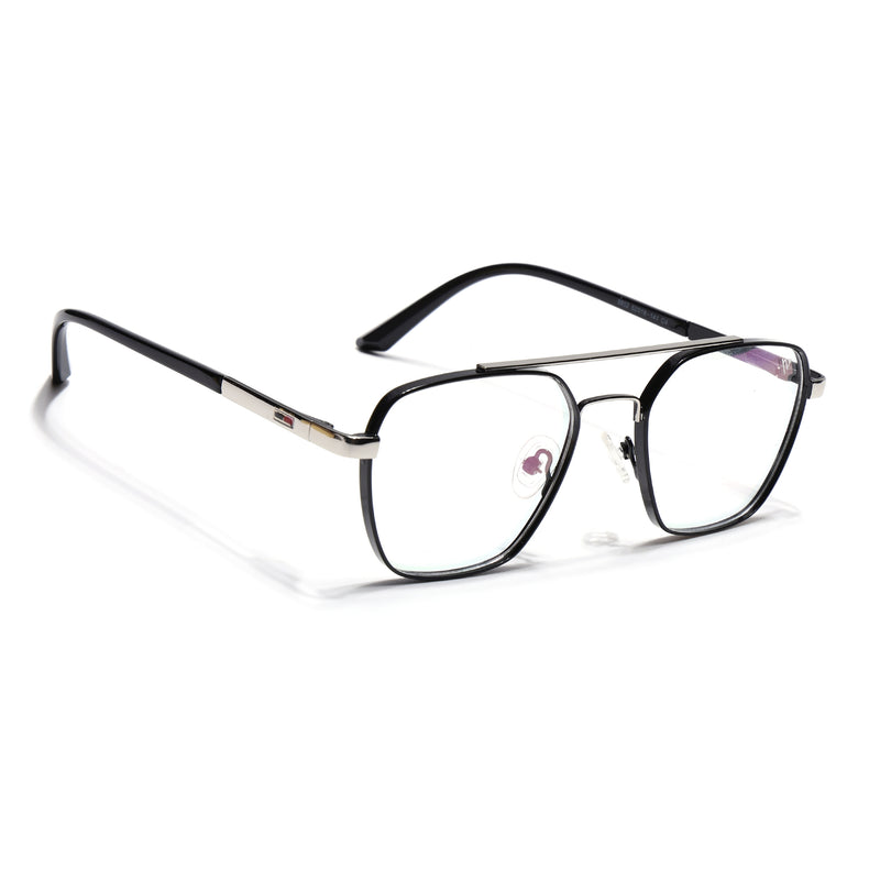 Voyage Silverline Shine Black & Silver Wayfarer Eyeglasses for Men & Women (6802MG5351-C3)