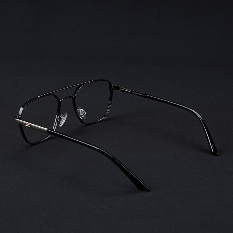 Voyage Silverline Shine Black & Silver Wayfarer Eyeglasses for Men & Women (6802MG5351-C3)