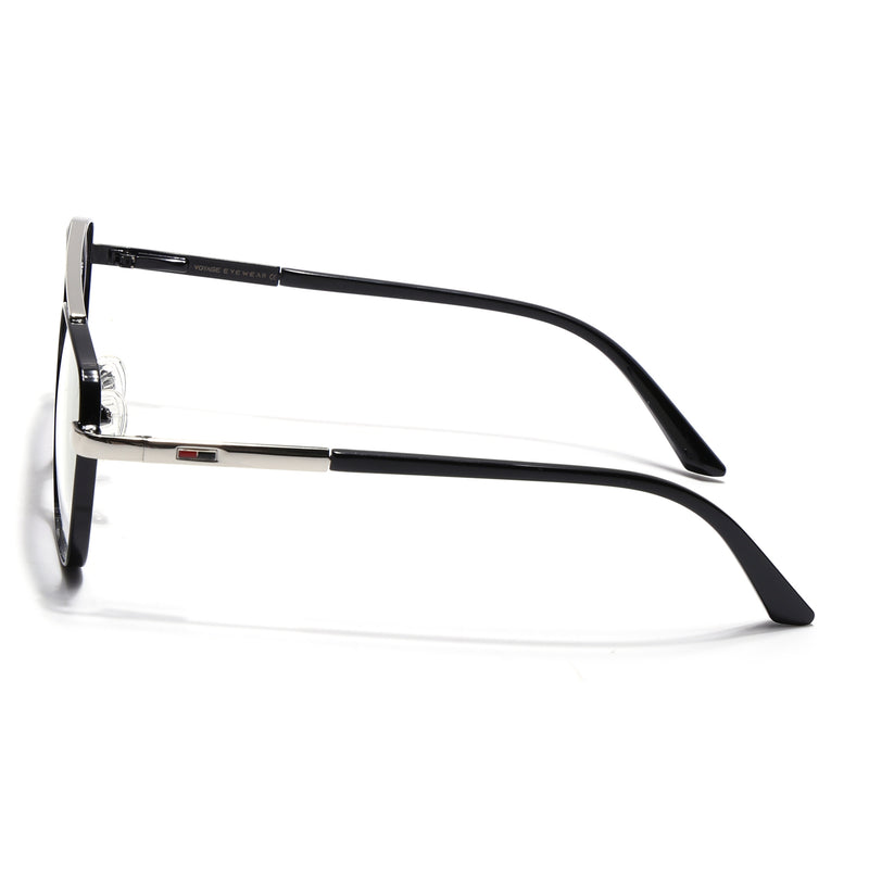 Voyage Silverline Shine Black & Silver Wayfarer Eyeglasses for Men & Women (6802MG5351-C3)