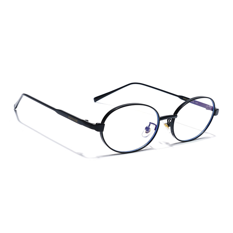 Voyage Black Oval Eyeglasses for Men & Women (6A010FMG7772)