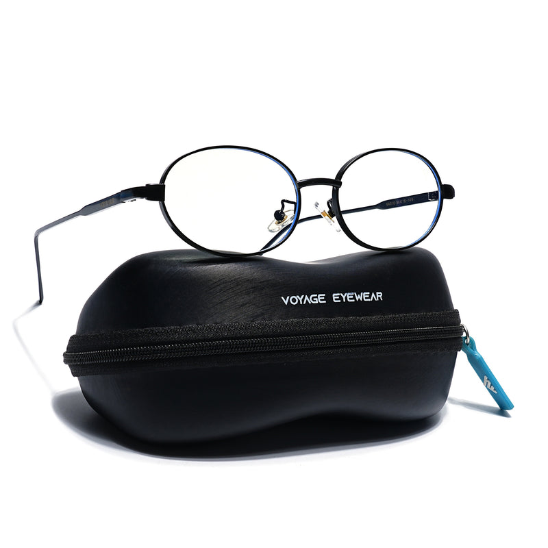 Voyage Black Oval Eyeglasses for Men & Women (6A010FMG7772)