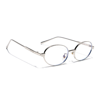 Voyage Silver Oval Eyeglasses for Men & Women (6A010FMG7773)