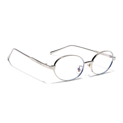 Voyage Silver Oval Eyeglasses for Men & Women (6A010FMG7773)