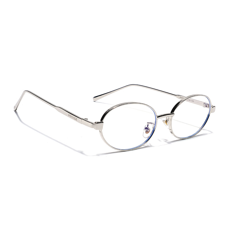 Voyage Silver Oval Eyeglasses for Men & Women (6A010FMG7773)