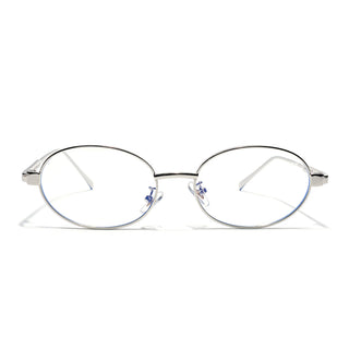 Voyage Silver Oval Eyeglasses for Men & Women (6A010FMG7773)