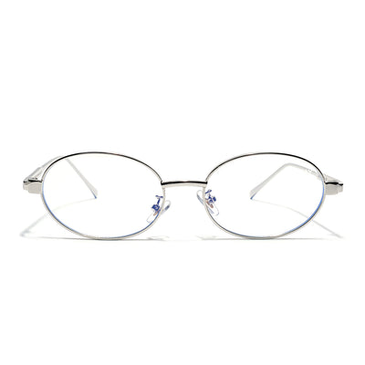 Voyage Silver Oval Eyeglasses for Men & Women (6A010FMG7773)
