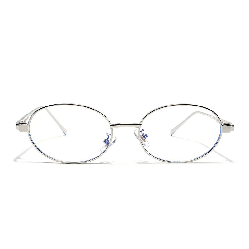 Voyage Silver Oval Eyeglasses for Men & Women (6A010FMG7773)