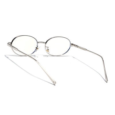 Voyage Silver Oval Eyeglasses for Men & Women (6A010FMG7773)