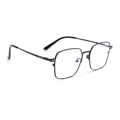Voyage Black Square Metal Clip-On Polarized Sunglasses for Men & Women (7013PMG4655-C1)