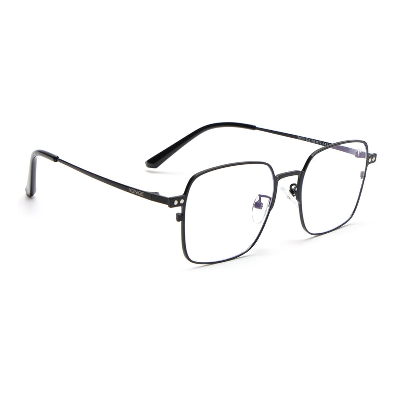 Voyage Black Square Metal Clip-On Polarized Sunglasses for Men & Women (7013PMG4655-C1)