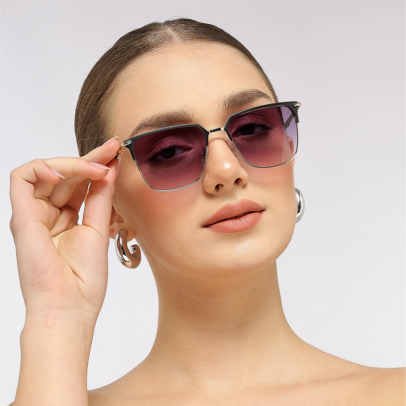 Eyejack Golden & Black Square Sunglasses for Men & Women (7021CL853)