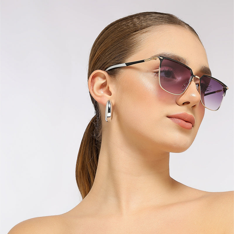 Eyejack Golden & Black Square Sunglasses for Men & Women (7021CL853)