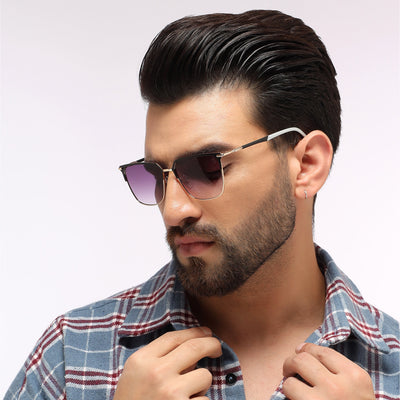 Eyejack Golden & Black Square Sunglasses for Men & Women (7021CL853)