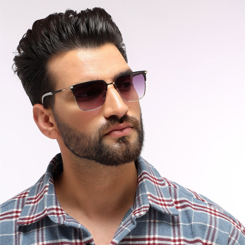 Eyejack Golden & Black Square Sunglasses for Men & Women (7021CL853)