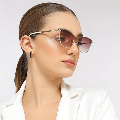 Eyejack Golden & Brown Cateye Sunglasses for Women (7030CL844)