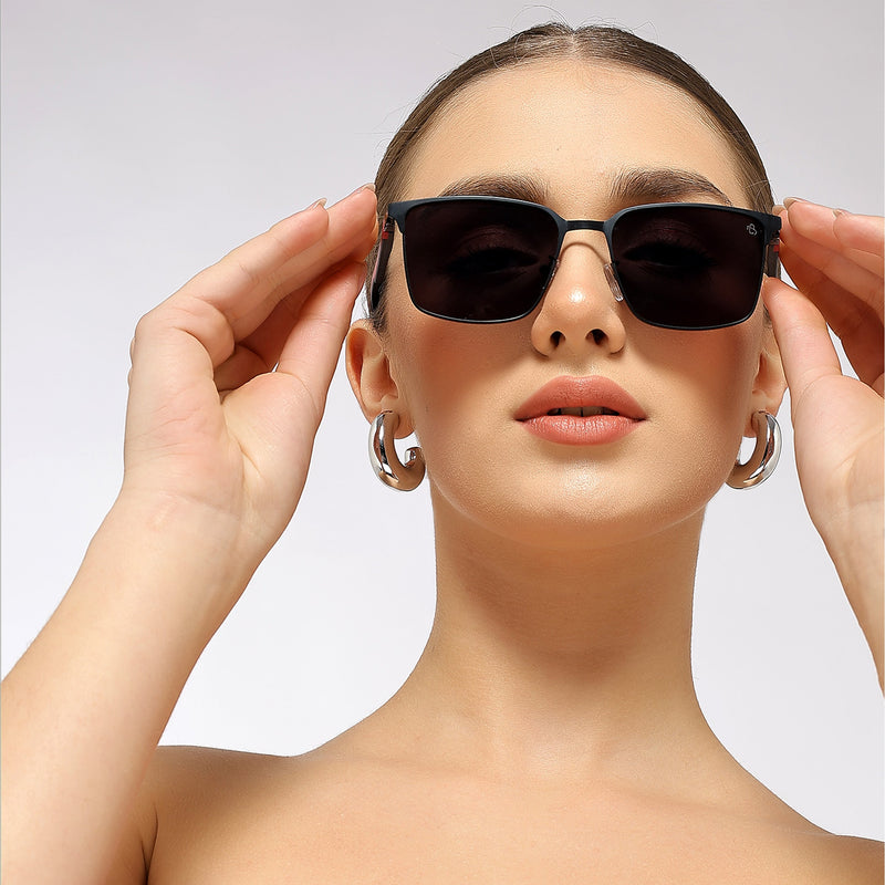Eyejack Black Square Sunglasses for Men & Women (7032CL897)