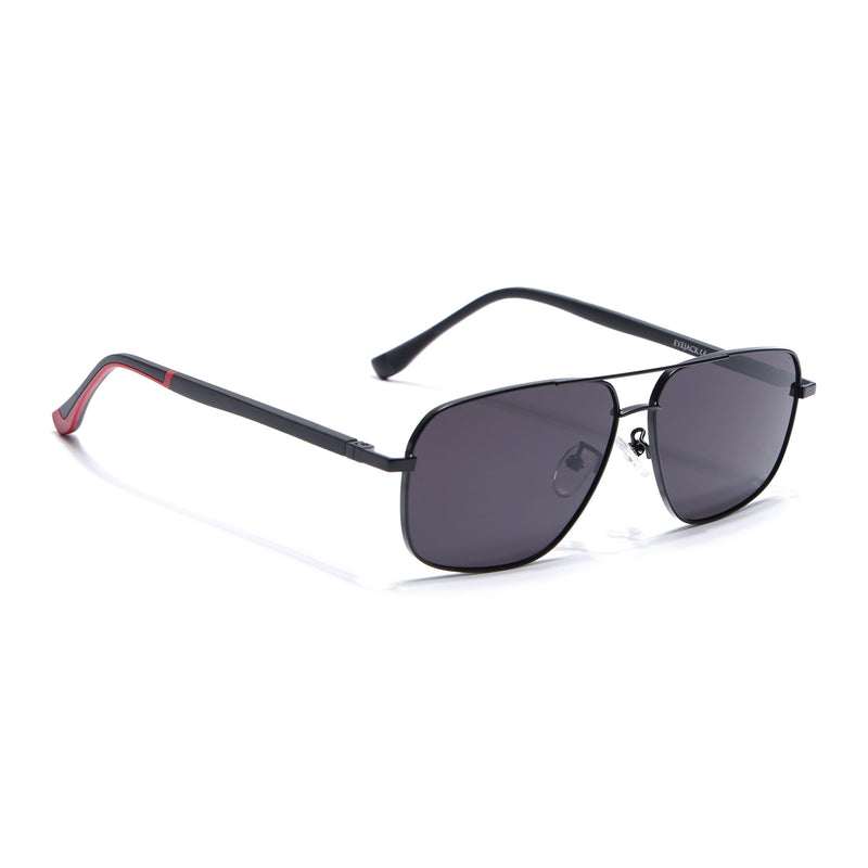Eyejack Black Rectangle Polarized Sunglasses for Men & Women (7035CL2125)