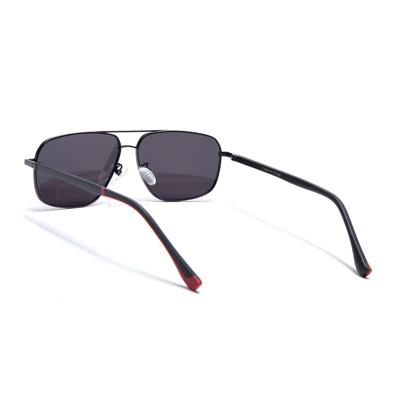 Eyejack Black Rectangle Polarized Sunglasses for Men & Women (7035CL2125)