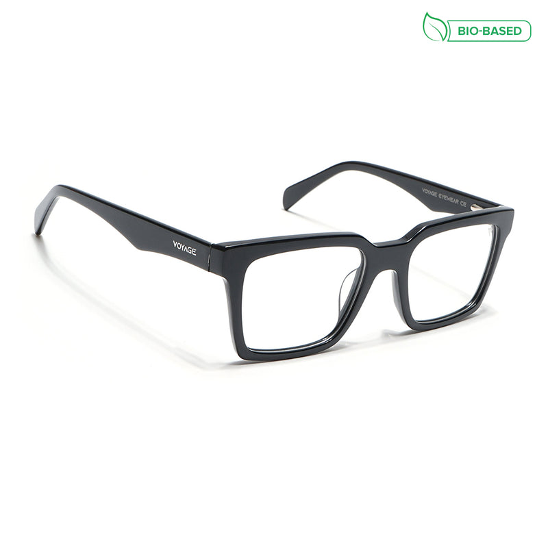 Voyage Glaze Shine Black Square Acetate Eyeglasses for Men & Women (7050SLMG6412-C1)
