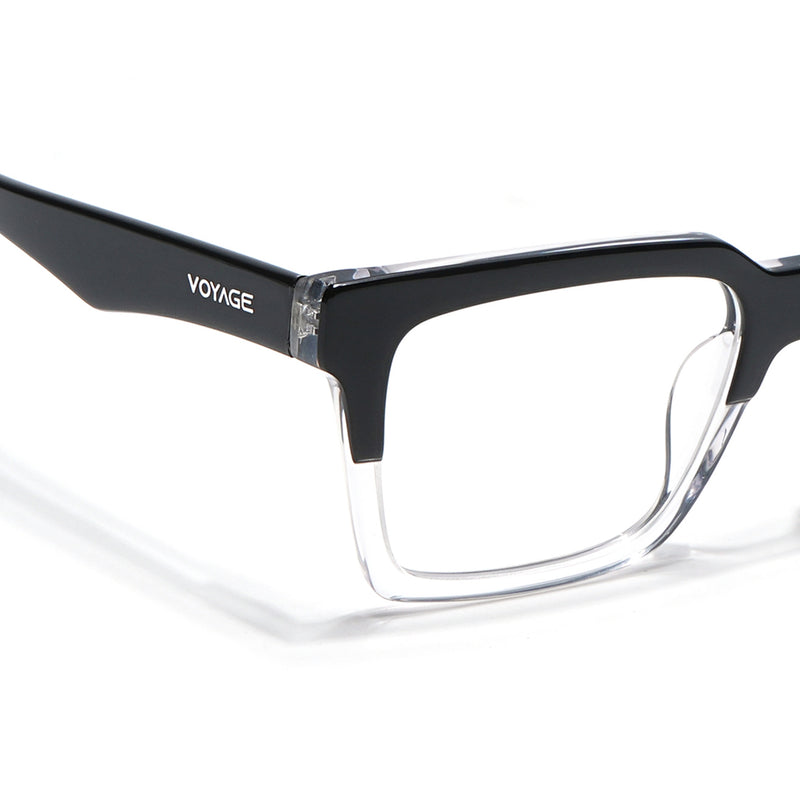 Voyage Glaze Black & Transparent Square Acetate Eyeglasses for Men & Women (7050SLMG6413-C2)