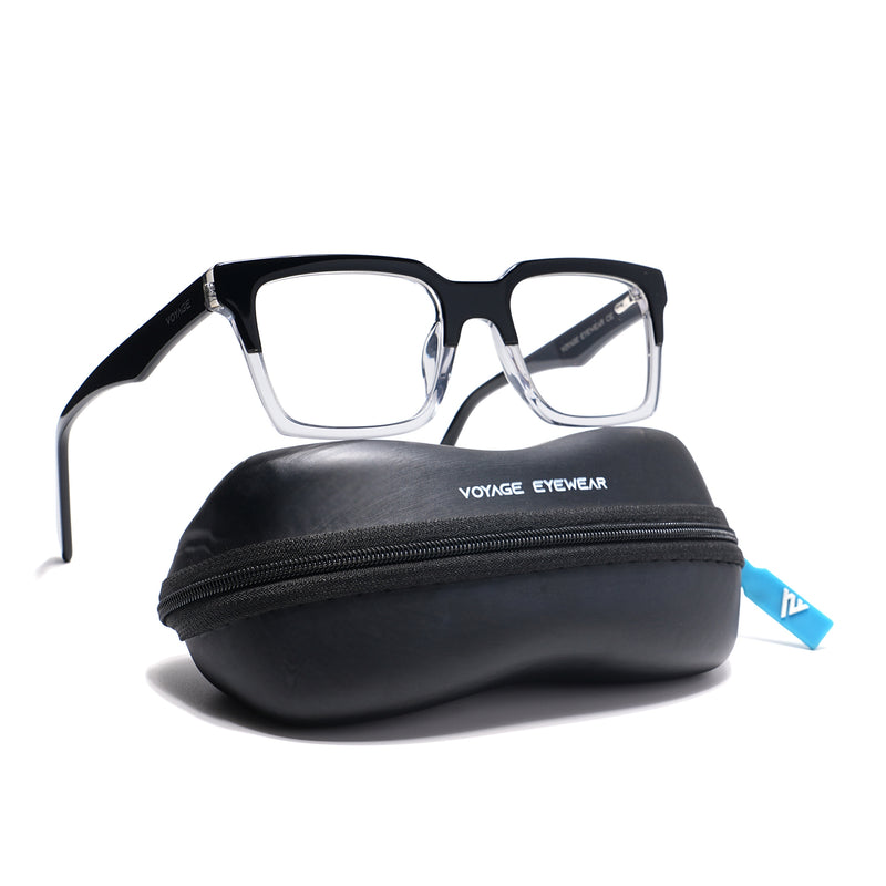 Voyage Glaze Black & Transparent Square Acetate Eyeglasses for Men & Women (7050SLMG6413-C2)