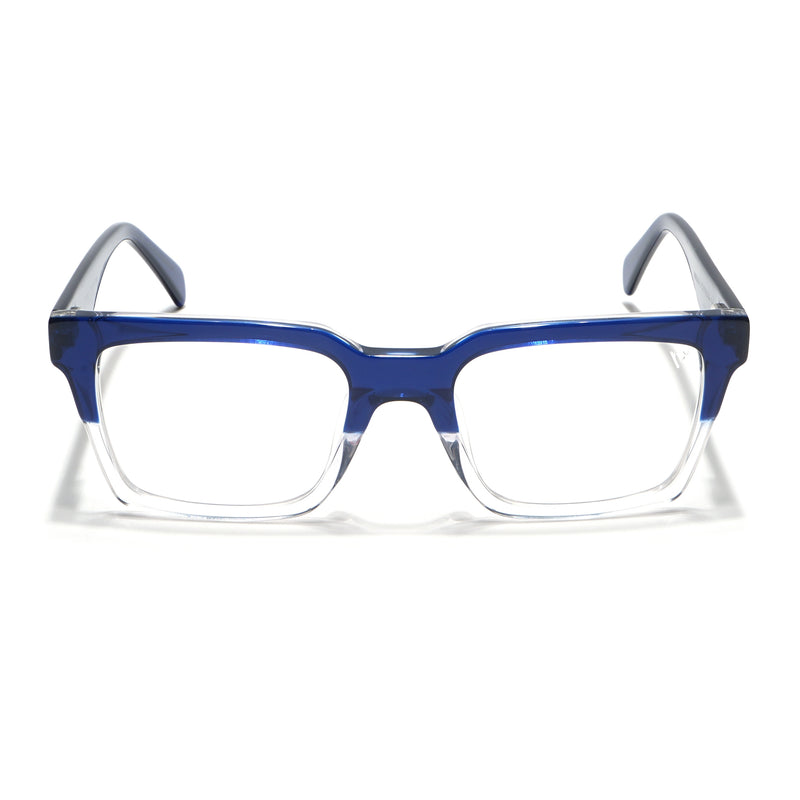 Voyage Glaze Navy Blue & Transparent Square Acetate Eyeglasses for Men & Women (7050SLMG6414-C3)