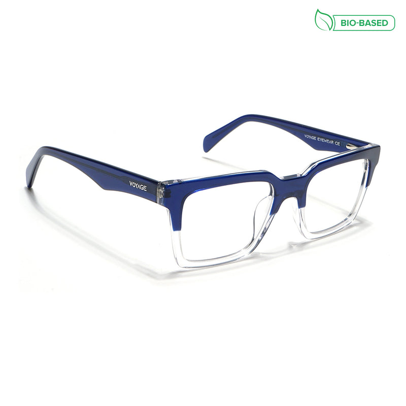Voyage Glaze Navy Blue & Transparent Square Acetate Eyeglasses for Men & Women (7050SLMG6414-C3)