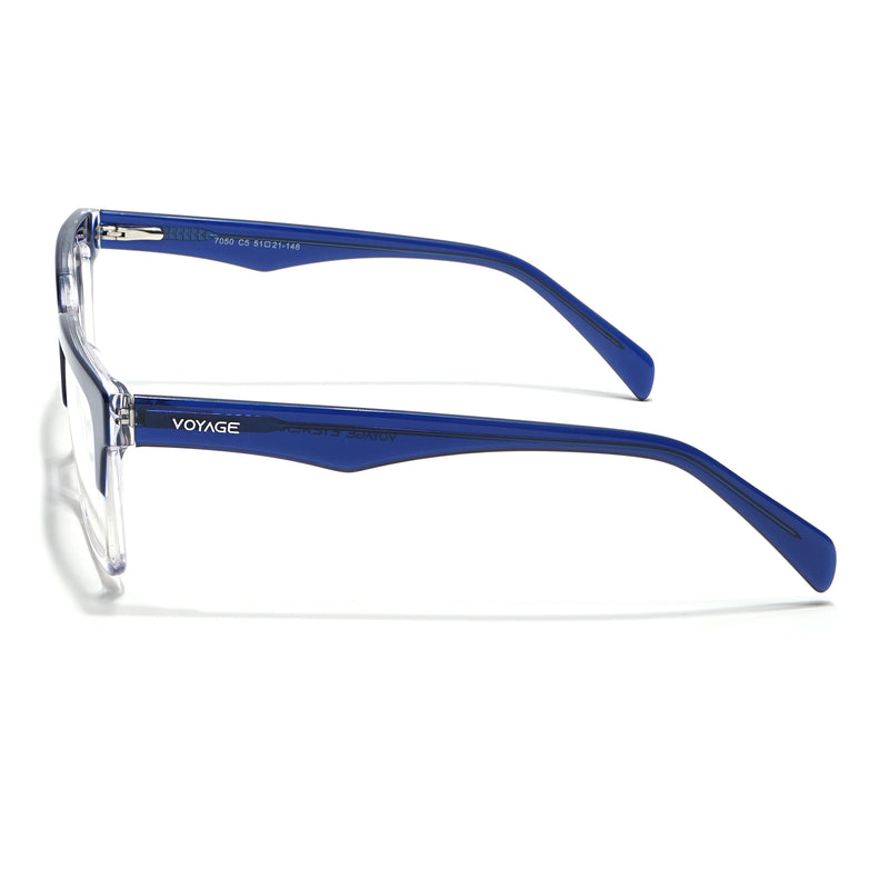 Voyage Glaze Navy Blue & Transparent Square Acetate Eyeglasses for Men & Women (7050SLMG6414-C3)