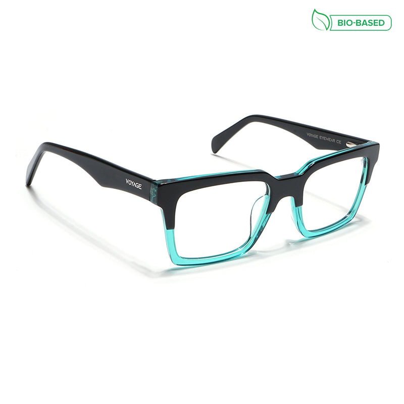 Voyage Glaze Black & Green Square Acetate Eyeglasses for Men & Women (7050SLMG6416-C5)