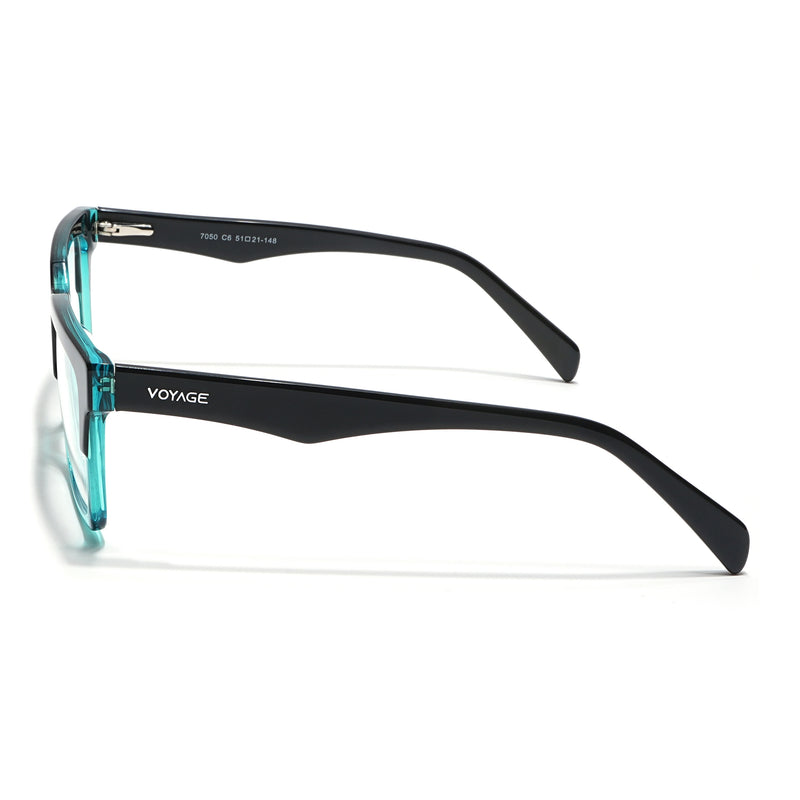 Voyage Glaze Black & Green Square Acetate Eyeglasses for Men & Women (7050SLMG6416-C5)